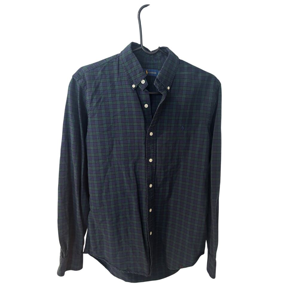 Ralph Lauren Plaid Button Down Shirt Men Small Blue Green Pony Logo Cotton - Picture 13 of 13